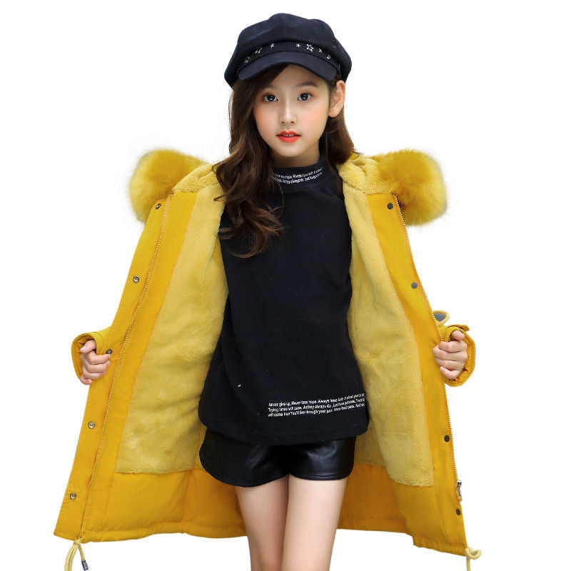 Cotton Coats In The Long Style With Velvet Liner for girls