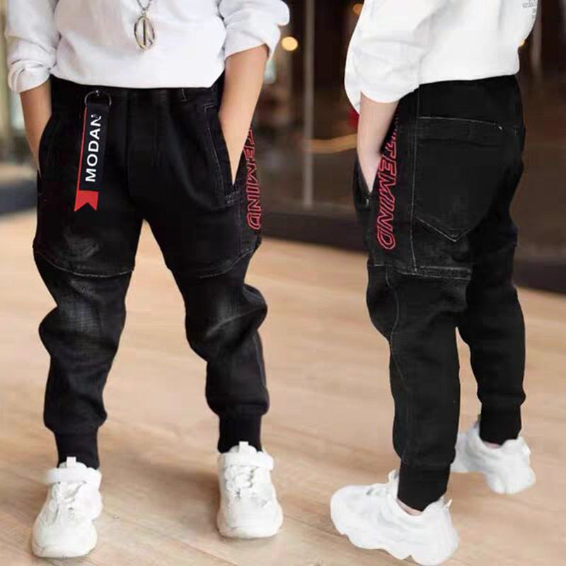 Kids Black Jeans Single Pants Spring And Autumn  Pants for boys