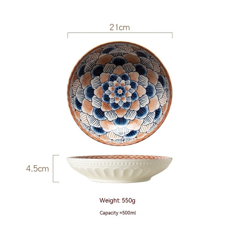 Vine Ceramic Underglaze Color Disc Complex Dish Deep Plates Household Creative Tableware