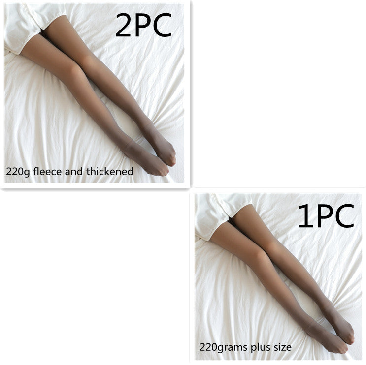 Fake Translucent Plus Size Leggings Fleece Lined Tights Fall And Winter Warm Fleece Pantyhose for Women