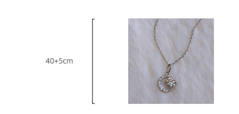 Moon Zircon Necklace For Women Light Luxury Minority Design Sense Advanced Simple All-match