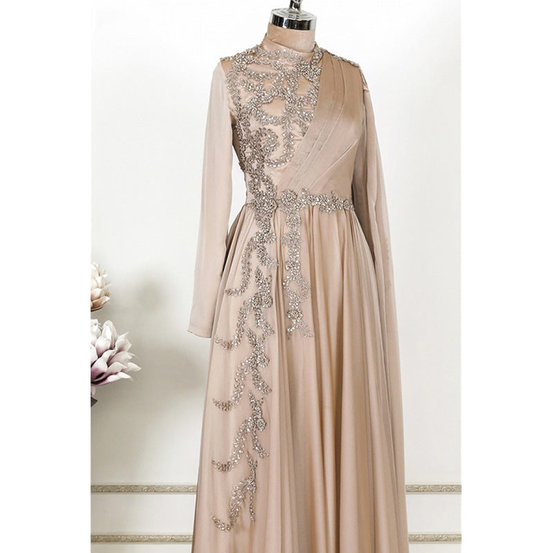 Champagne Muslim  Formal Evening Dress for women