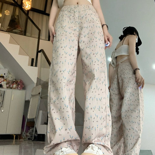 Hong Kong Style Floral Jeans For Women