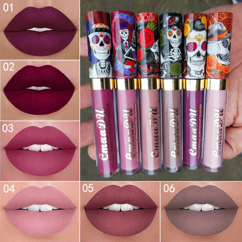 Light Metal Pearlescent Skull Single Lip Gloss Lipstick