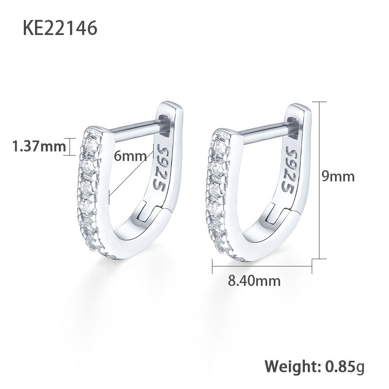 S925 Silver Diamond Round Earrings Ornament