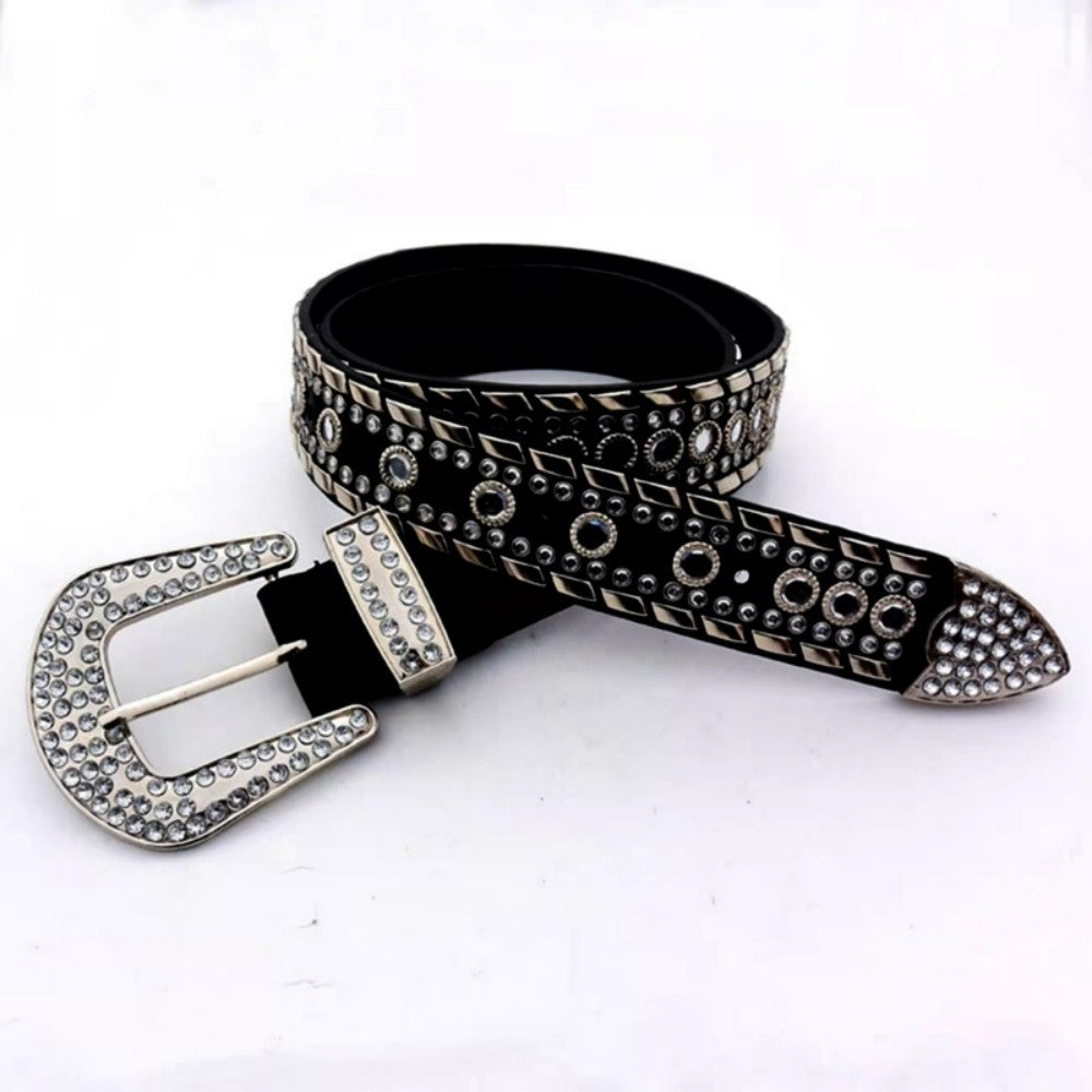 Punk Style Slim Jeans With Metal Decoration belt for women