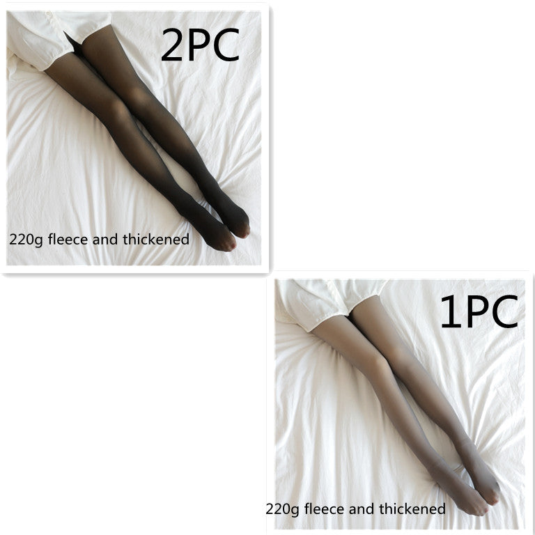 Fake Translucent Plus Size Leggings Fleece Lined Tights Fall And Winter Warm Fleece Pantyhose for Women