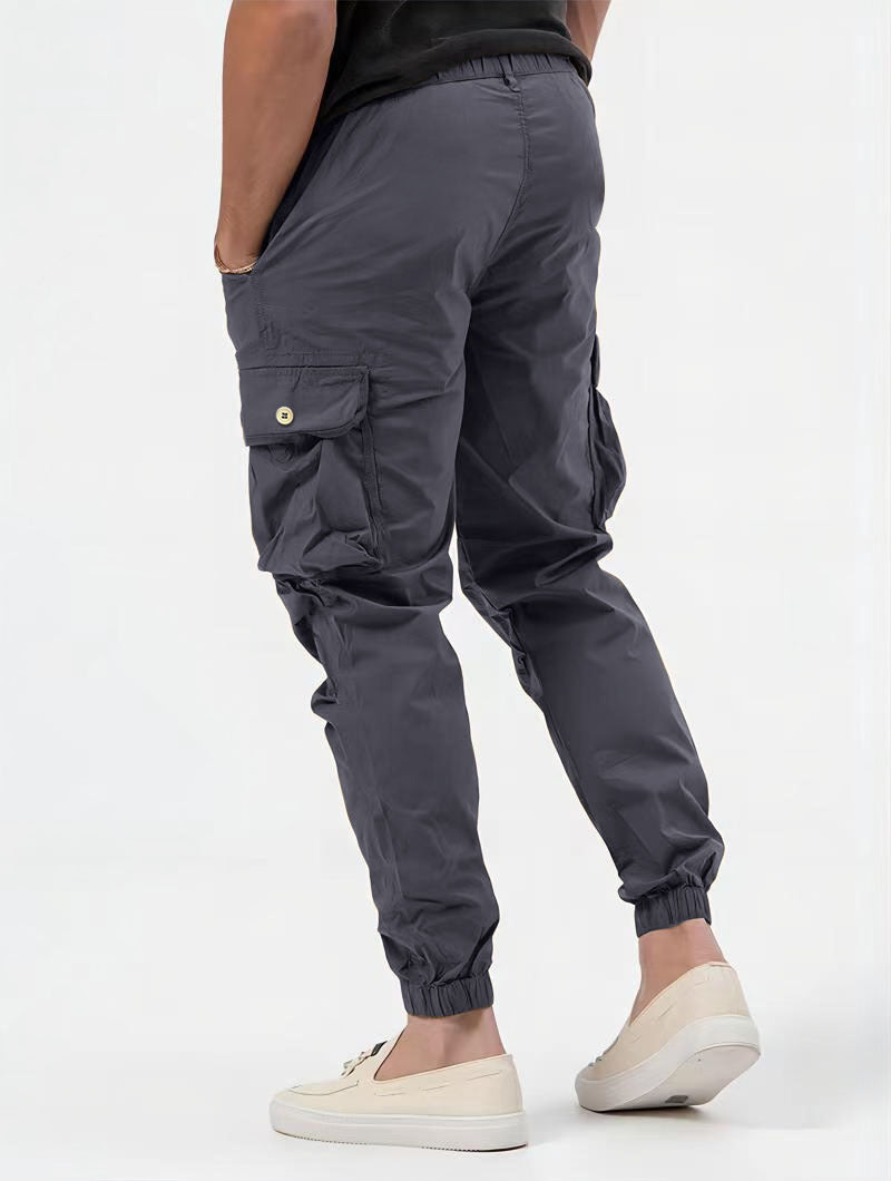 Cargo Trousers With Three-dimensional Pockets With Solid Color For Men