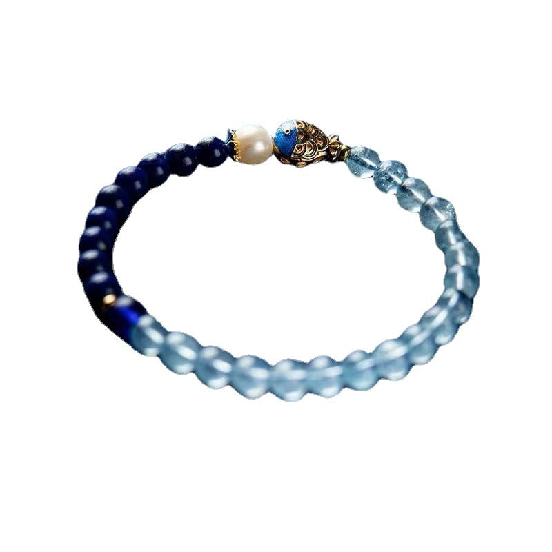 Women's Lazuline Sea Blue Glass Enamel Freshwater Pearl Bracelet