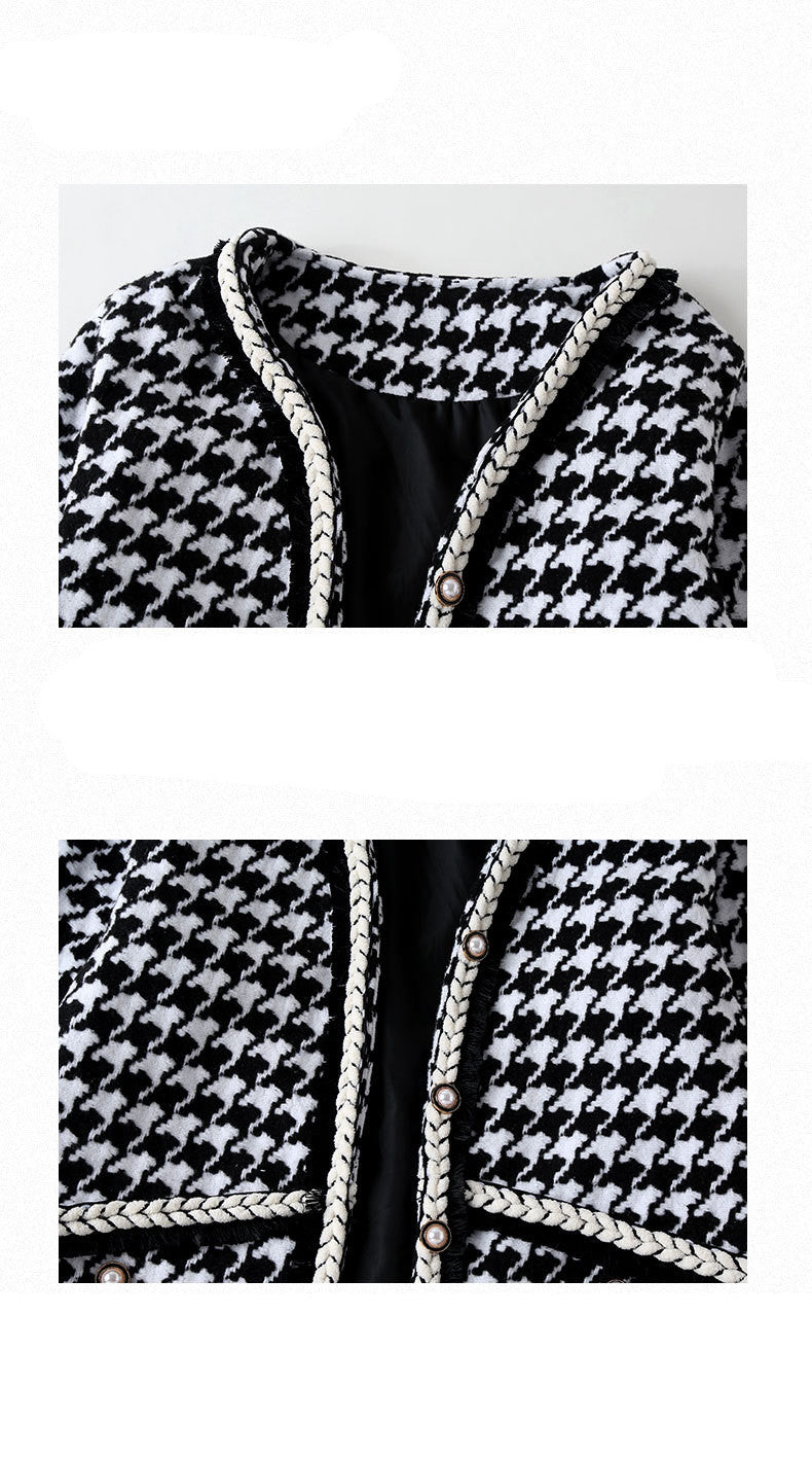 Houndstooth Element Fashion Thickening jacket for Girls