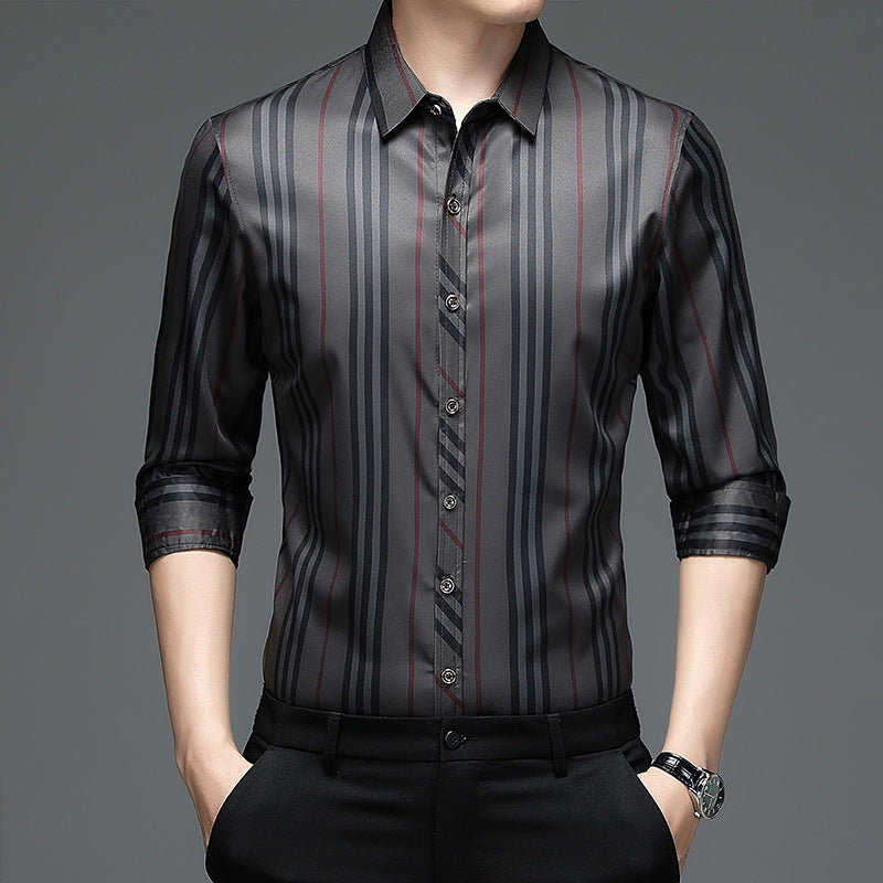 Men's Shirts Long Sleeve Business Casual Stripes