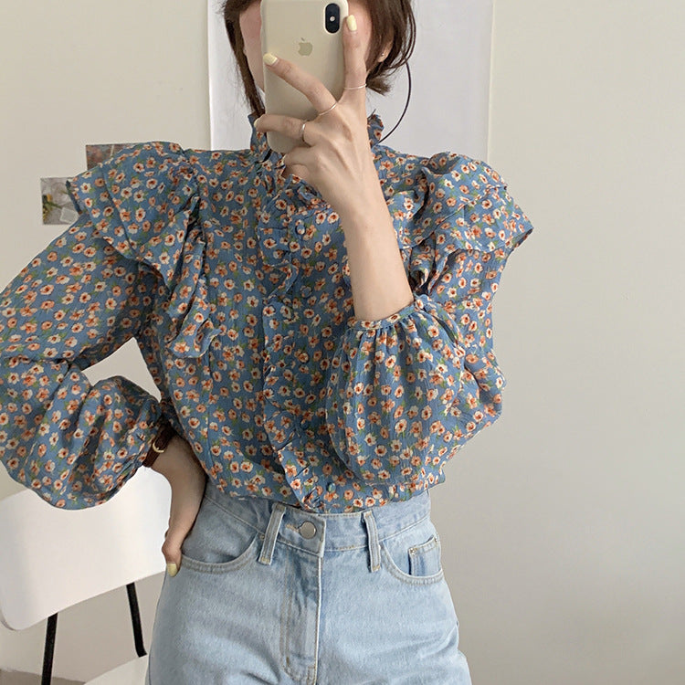 French Retro Floral Blouse For Women