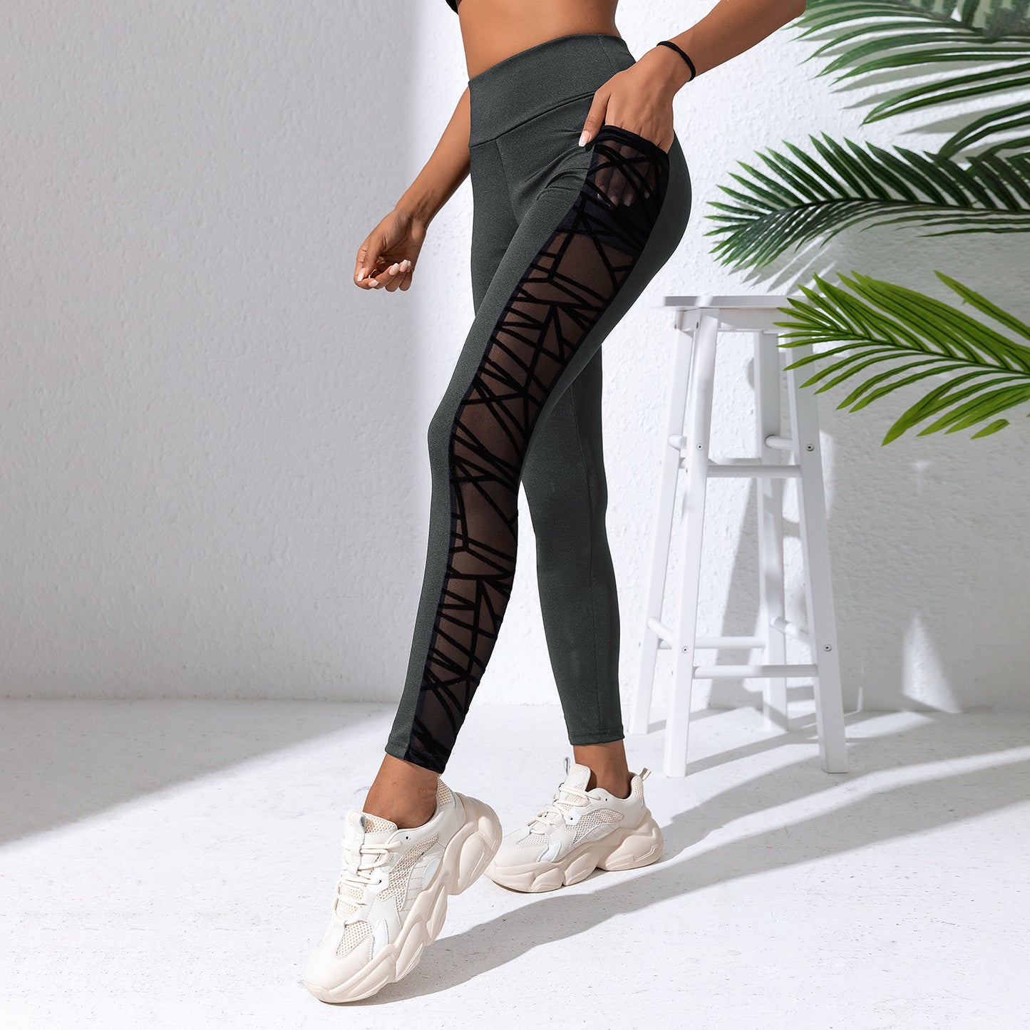 Mesh Stitching Yoga Pants For Women