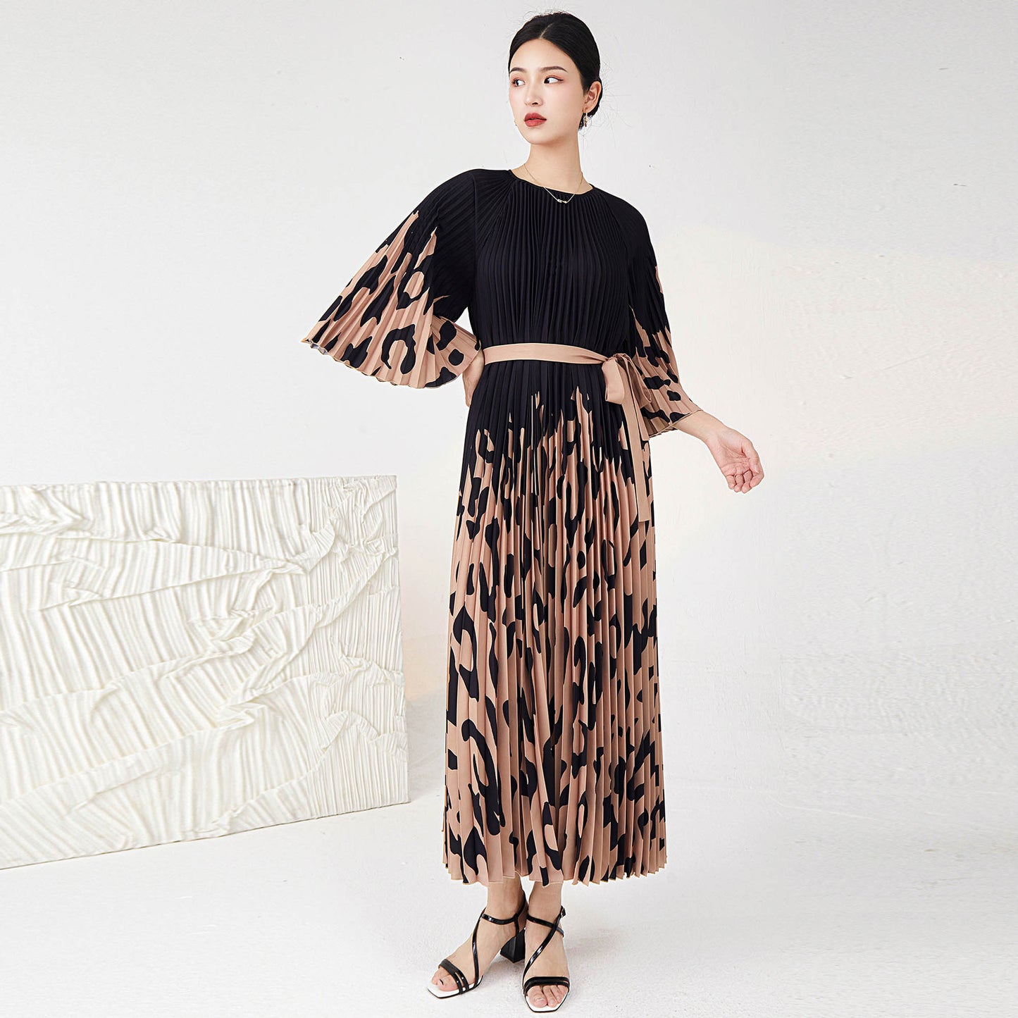 Leopard Print Pleated Skirt For Women