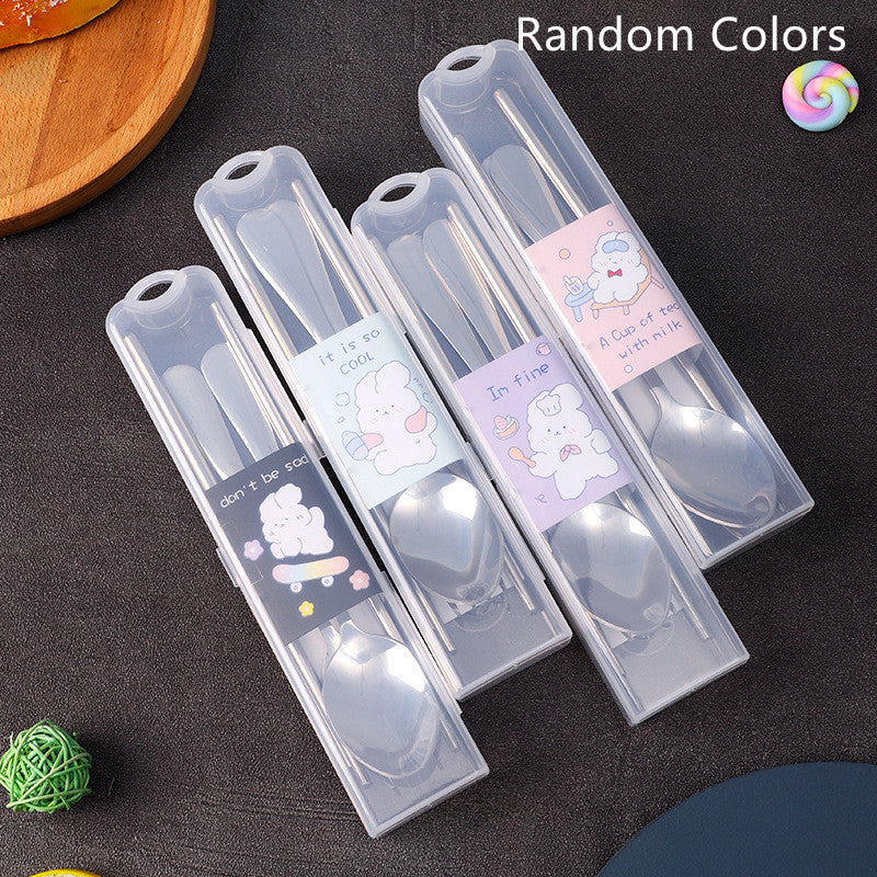 Stainless Steel Portable Tableware Chopsticks Spoon Fork Three Sets