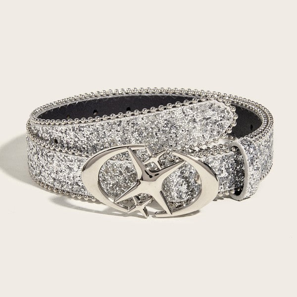 Silver Belt With Sequin Buckle for girls