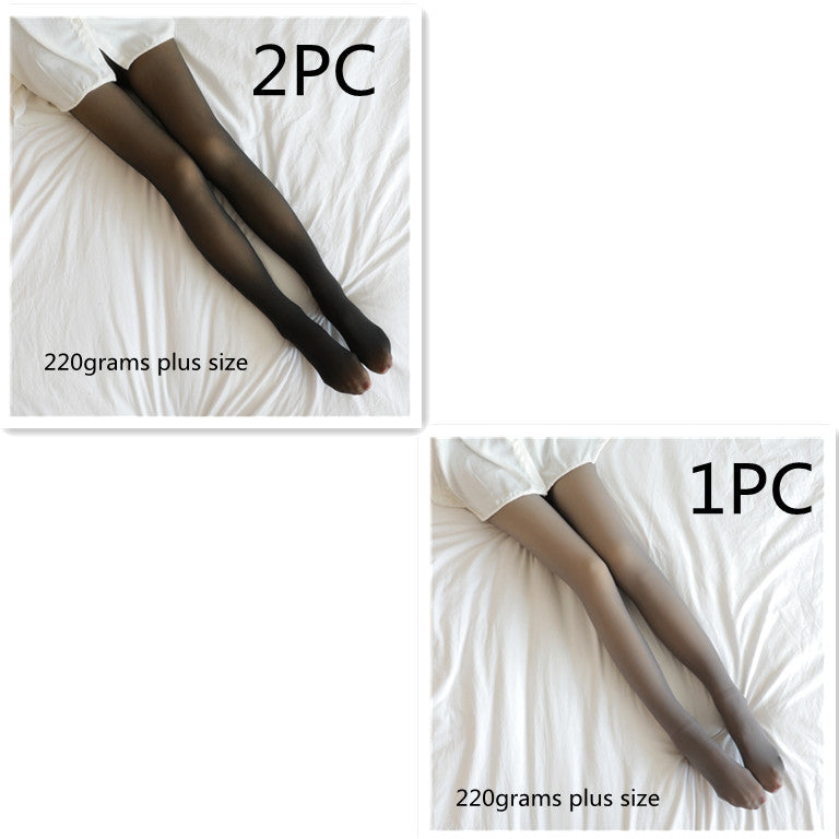 Fake Translucent Plus Size Leggings Fleece Lined Tights Fall And Winter Warm Fleece Pantyhose for Women