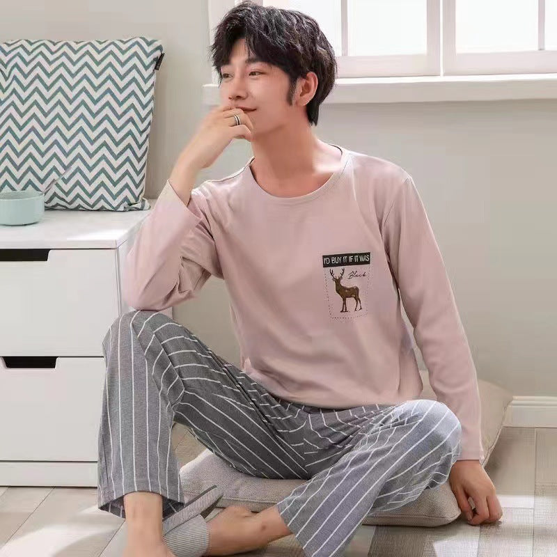 Home Wear Spring And Autumn Pajama Set For Men