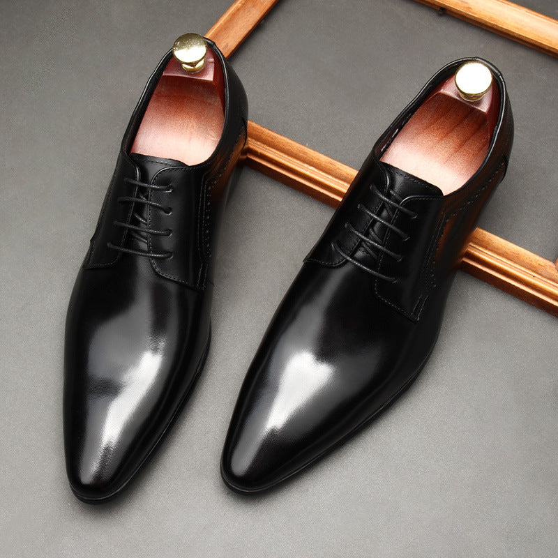 Lace-up Formal Leather Black Shoes for men