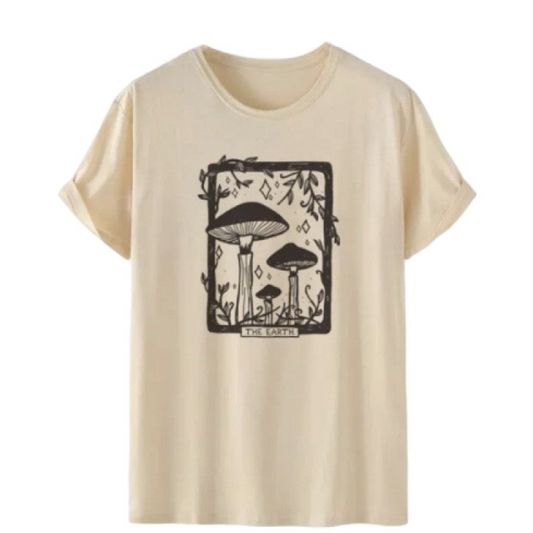 Men Mushroom Tarot Earth T-shirt