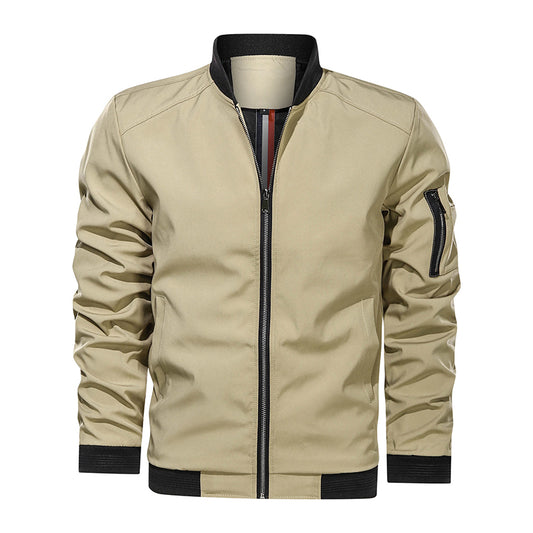 Polyester Bomber Zipper Jacket For Men