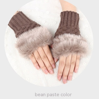 Thermal Women's Half Finger Polyester Gloves for girls