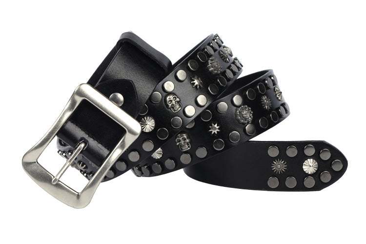 Rivet Nail Head Japanese Buckle European And American Personalized Belt for women