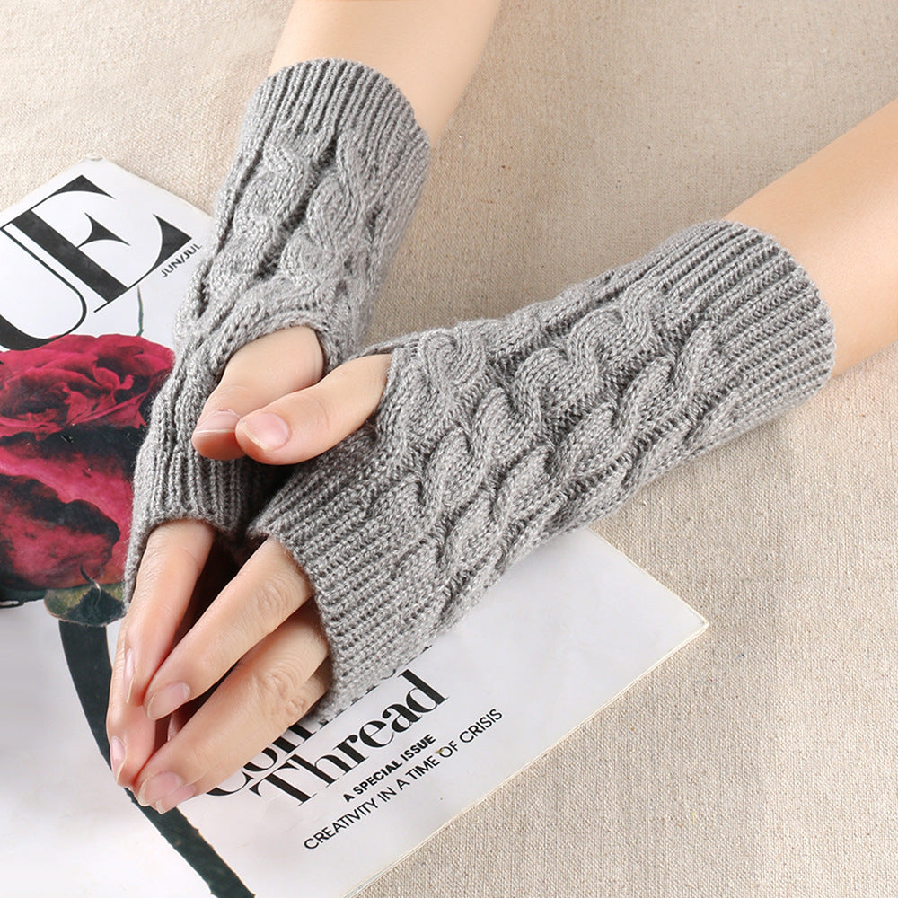 Warm Wool Open Finger winter gloves for women