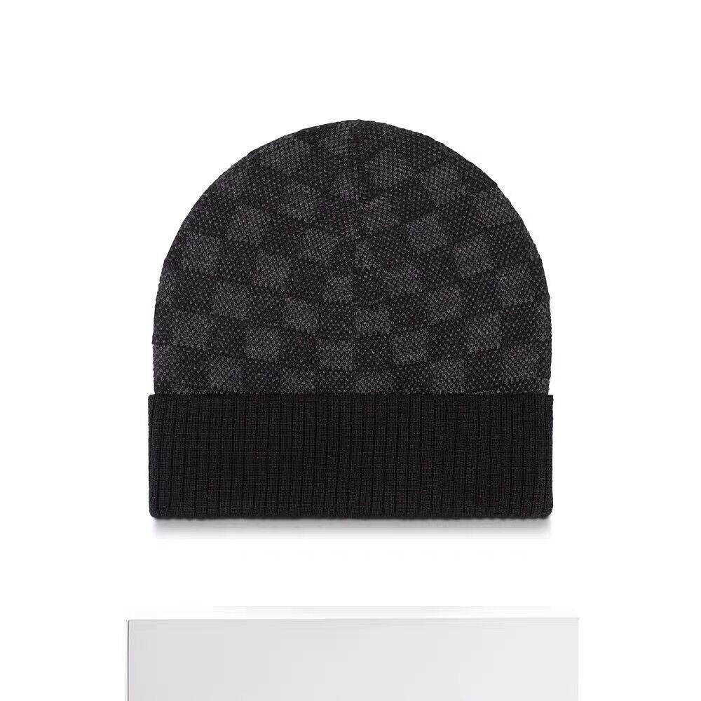 Chessboard Plaid Knitted Hat For Women