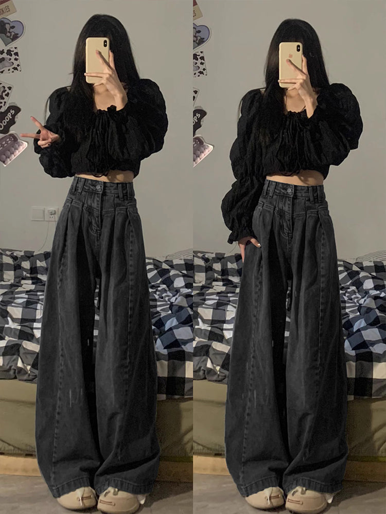 Low Waist Vintage Black Jeans For Women