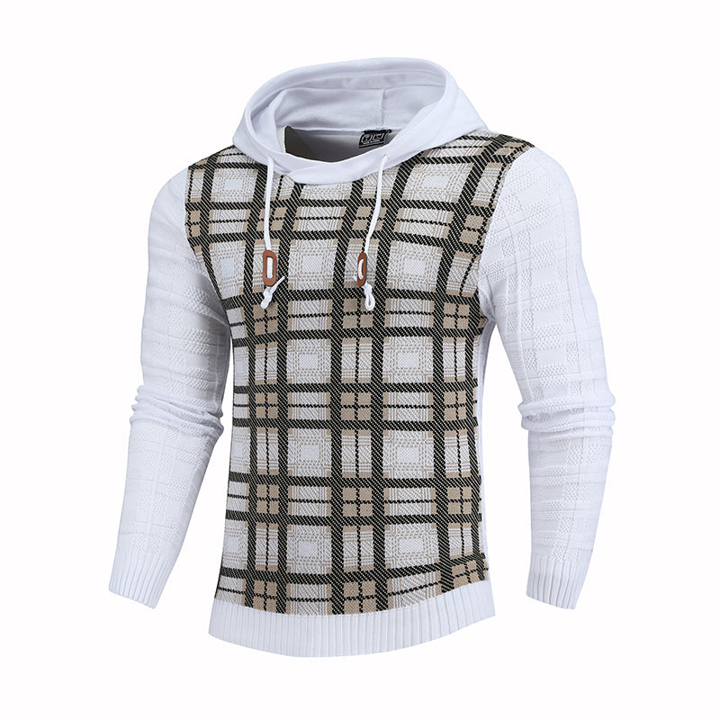 Pullover Plaid Multi-Color Lines Hoodies For Men