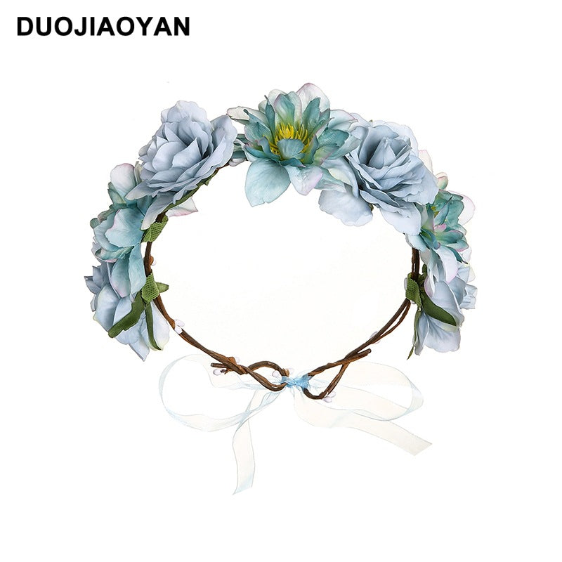 Artificial Fabric Colorful Rose Flower Garland Hair Accessories