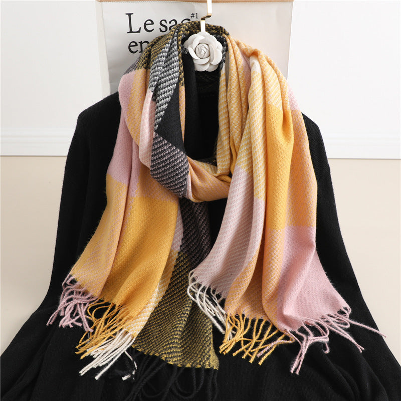 Winter New Scarf Cashmere Check Pattren All-match Color Matching Scarf for women