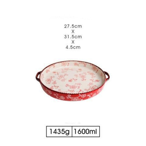 Japanese -style Cherry Blossom Hand -painted Ceramic Baking Sheet