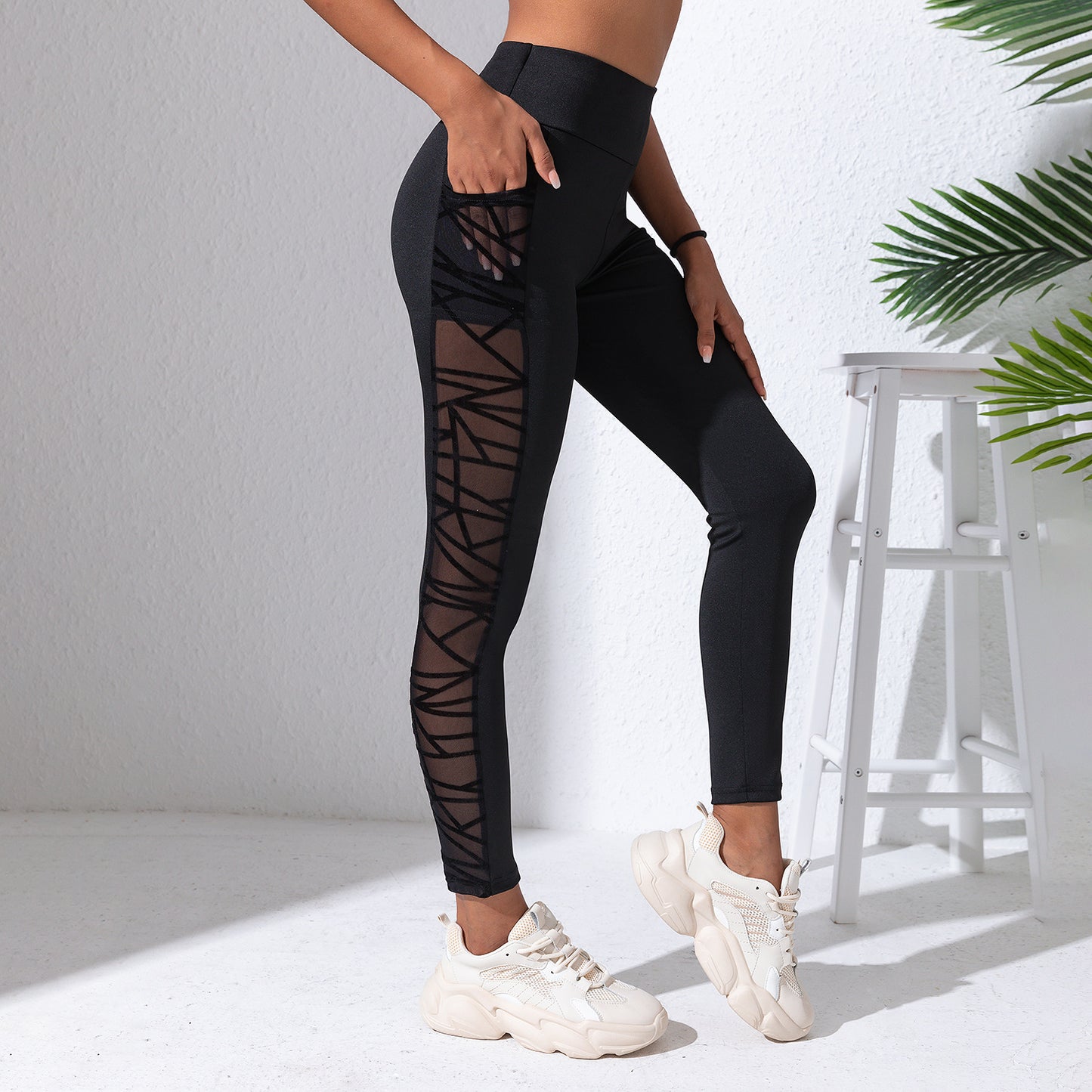 Mesh Stitching Yoga Pants For Women