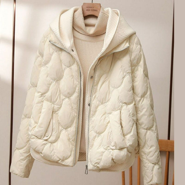 Cotton-padded Short Fake Two-piece Hooded Casual Coat for women