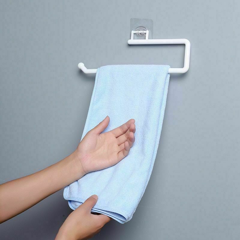 Wall Mount Paper Towel Holder Self Adhesive Stick Under Cabinet Kitchen Bathroom