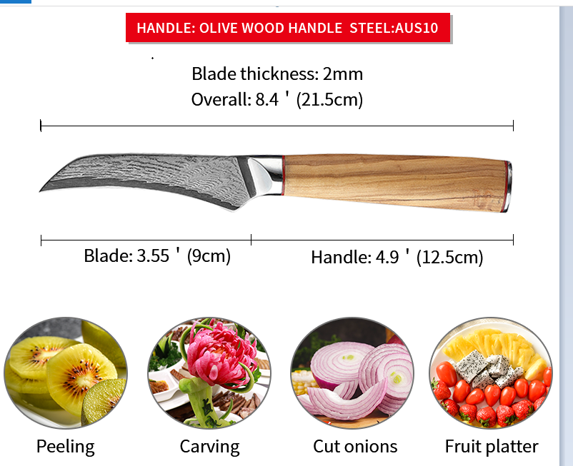 Damascus Knife Kitchen Kitchen Knife Peel Knife