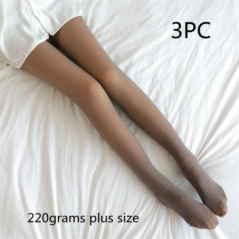 Fake Translucent Plus Size Leggings Fleece Lined Tights Fall And Winter Warm Fleece Pantyhose for Women