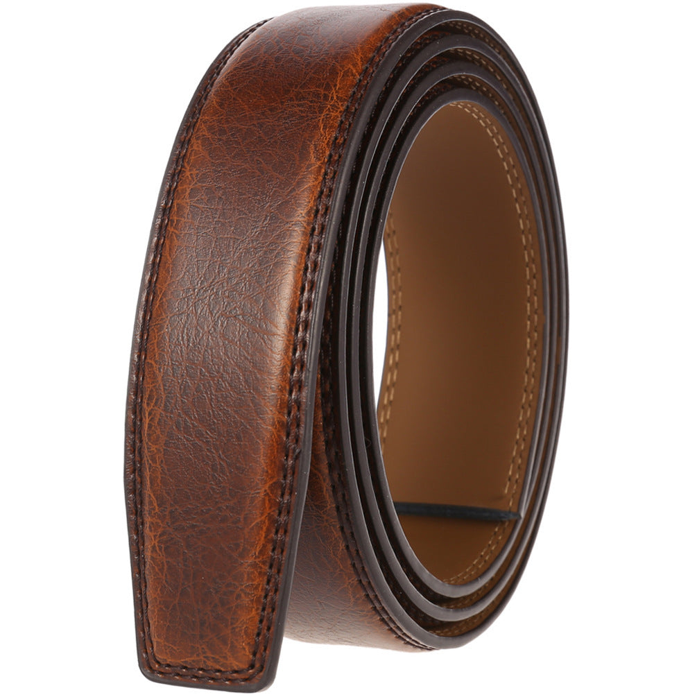 Men's Belt Strips With Automatic Buckle Cowhide Headless