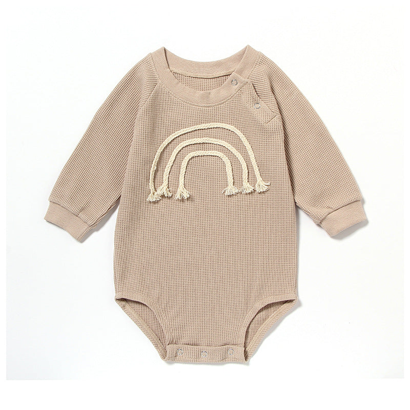 Spring And Autumn Long Sleeve Waffle Romper for baby