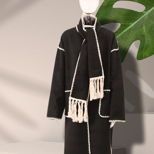 Woolen Coat Tassel Lace Long coat for women