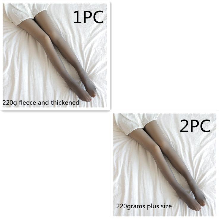 Fake Translucent Plus Size Leggings Fleece Lined Tights Fall And Winter Warm Fleece Pantyhose for Women