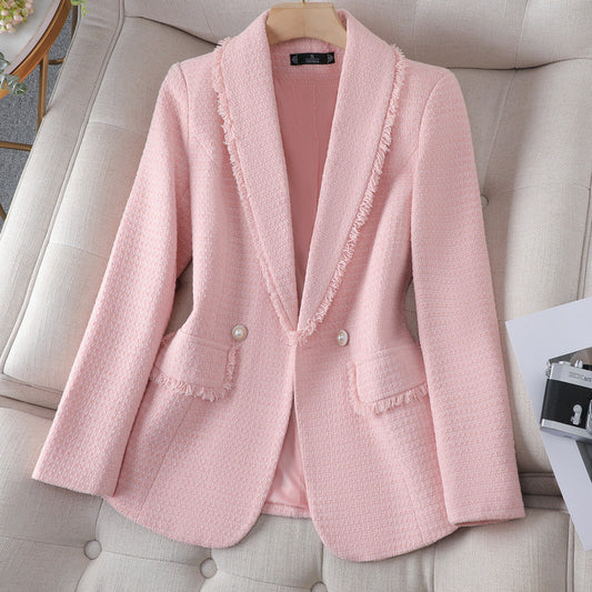 White Classic Style High-grade Temperament Tweed Coat for women