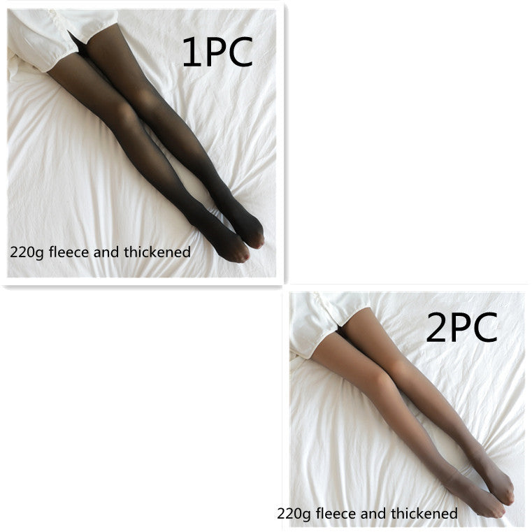 Fake Translucent Plus Size Leggings Fleece Lined Tights Fall And Winter Warm Fleece Pantyhose for Women