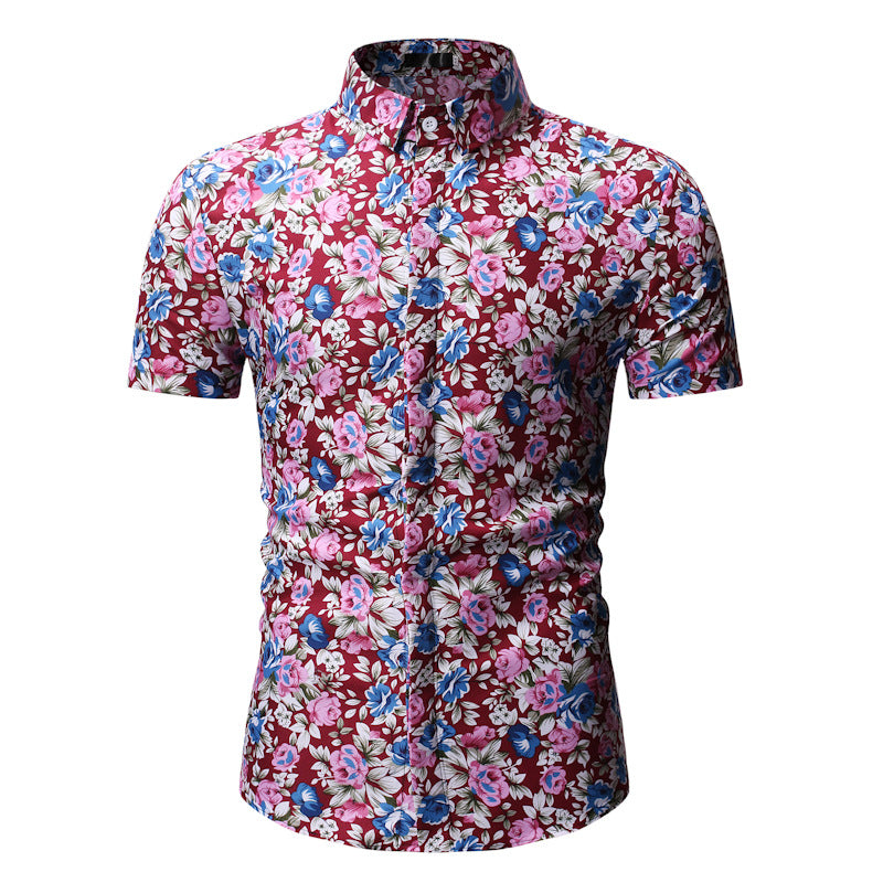 Men's Casual Short Sleeve Flower Shirts Men's Clothing