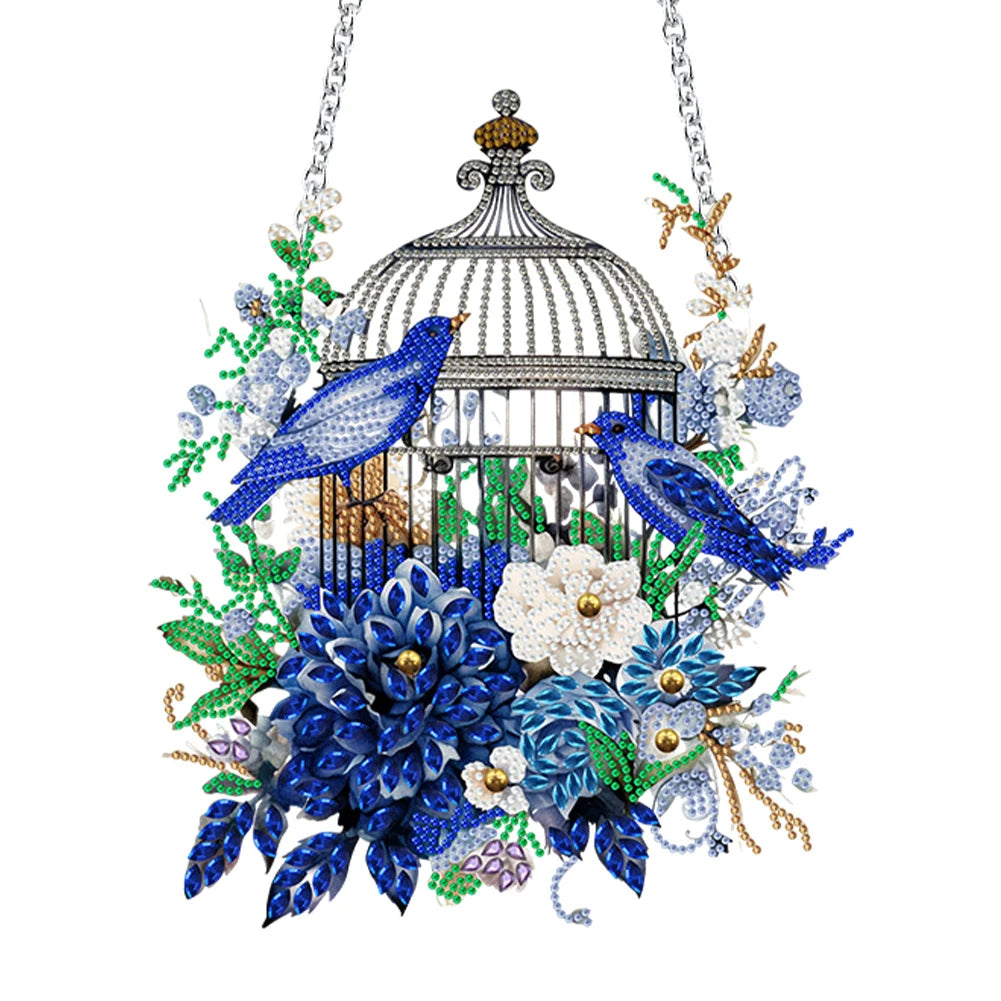 DIY Diamond Painting Pendant Ornament-flower Bird Cage