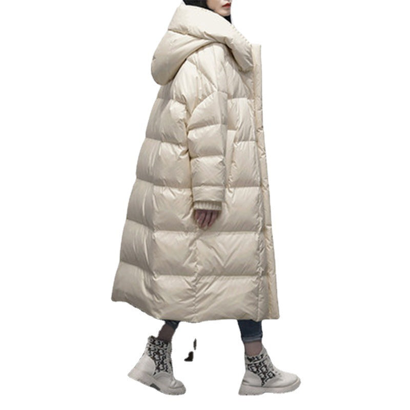 Winter Fleece-lined Thickened  White Duck Down Jacket for women