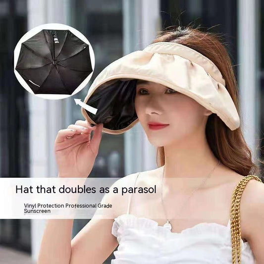 Vinyl Shell-like Bonnet Sunshade  Wide Brim Empty Top Cap for women