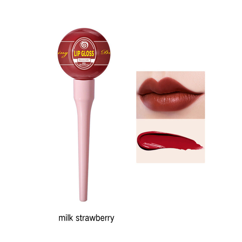 Lollipop Lip Glaze Tint Pump Crystal Waterproof Lip Gloss Niche Small Pepper Stain Moisturizing Sexy Flash